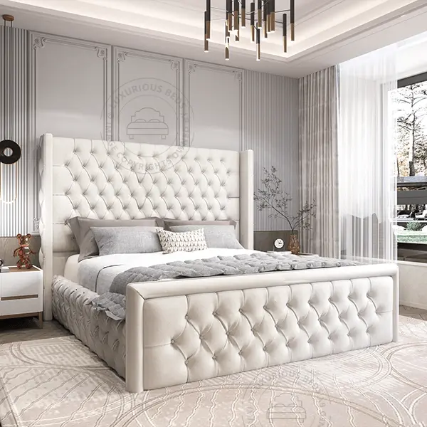 ambassador beds uk - Luxurious Ambassador Wingback Bed Frame - Cream Bedrooms Uk