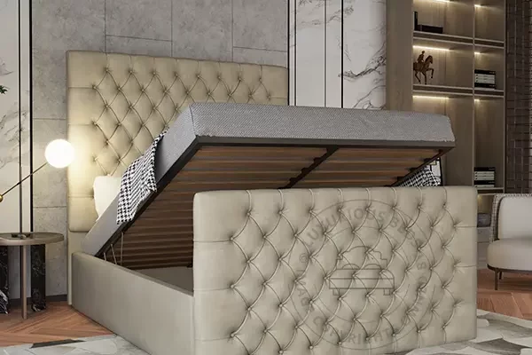 Adeza Chesterfield Upholstered Ottoman Storage Bed Frame