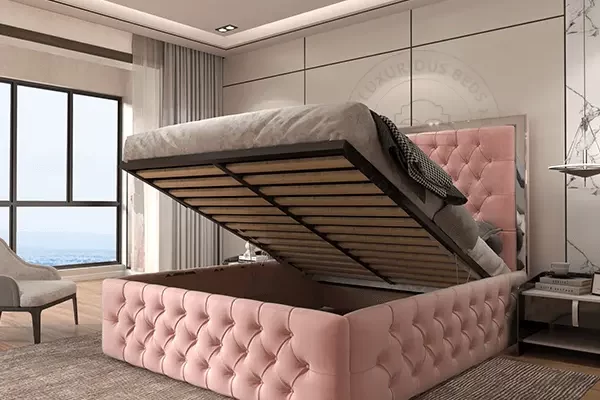 Modern Chesterfield Mirror Ottoman Storage Bed Frame