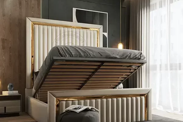 luxury high headboard ottoman Gas Lift Storage Bed Frames uk