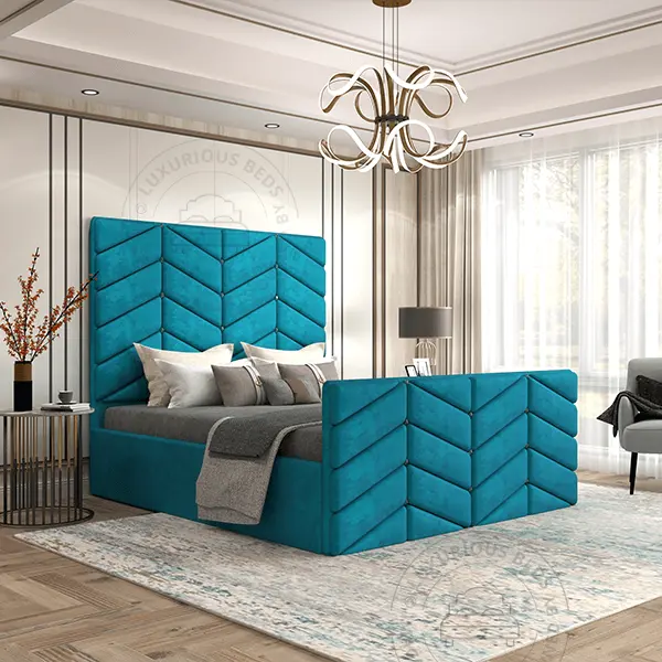 Luxurious Ariana Upholstered Bed Frame Teal Plush Velvet Beds latest modern style bedrooms uk