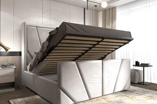 Luxurious Beds Accomo Wingback Ottoman Storage Bed Frame