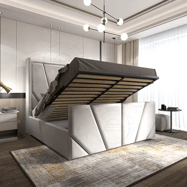 Luxury Accomo Wingback Ottoman Storage Bed Frame