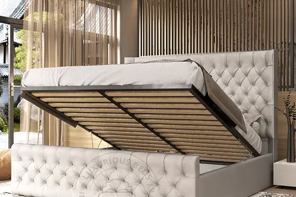 Wingback Ottoman Storage Bed Frame