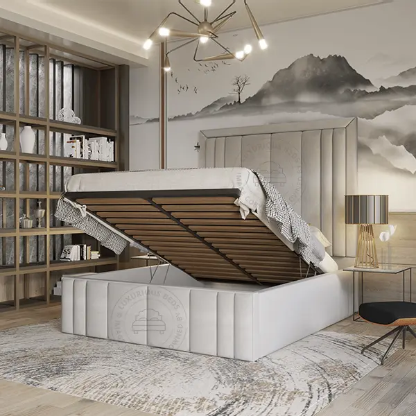 Modern Style ottoman Gas Lift Storage bed - LuxuriousBeds