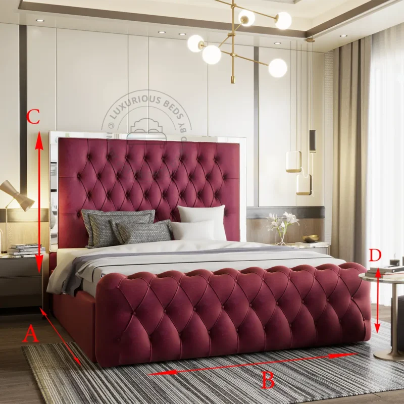 Anam Chesterfield Mirrored Bed Frame's dimensions