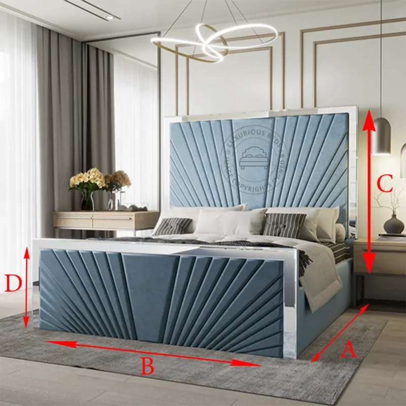 Aarson Mirrored Upholstered Bed Frame's dimensions