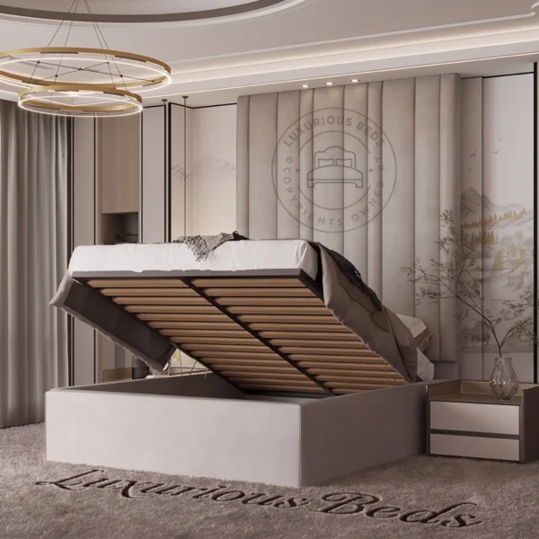 Luxury Celine High Headboard Bed Frame With Optional Ottoman Storage