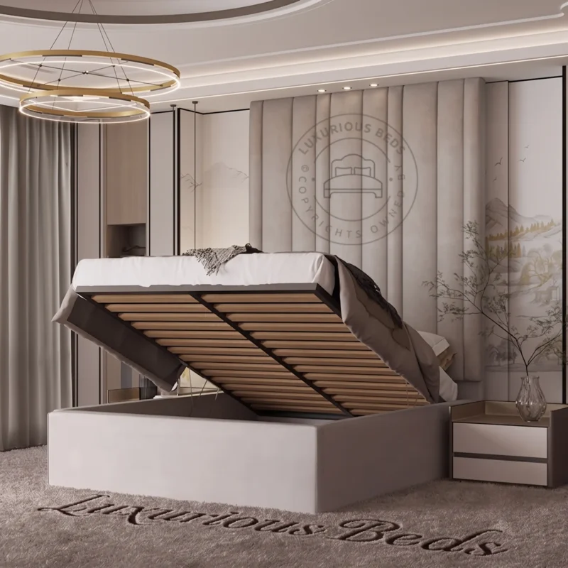 Luxury Celine High Headboard Bed Frame With Optional Ottoman Storage
