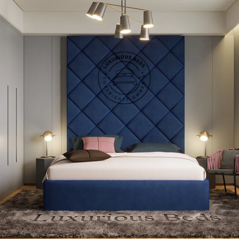 Luxury Tall Headboard Bed Frame - double king size super queen