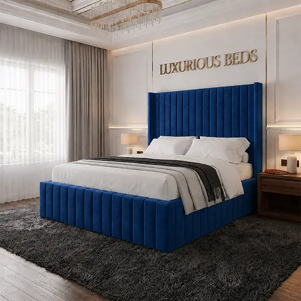 Blue Plush velvet bed frame