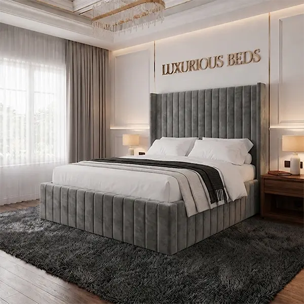 Charcoal Plush velvet bed frame