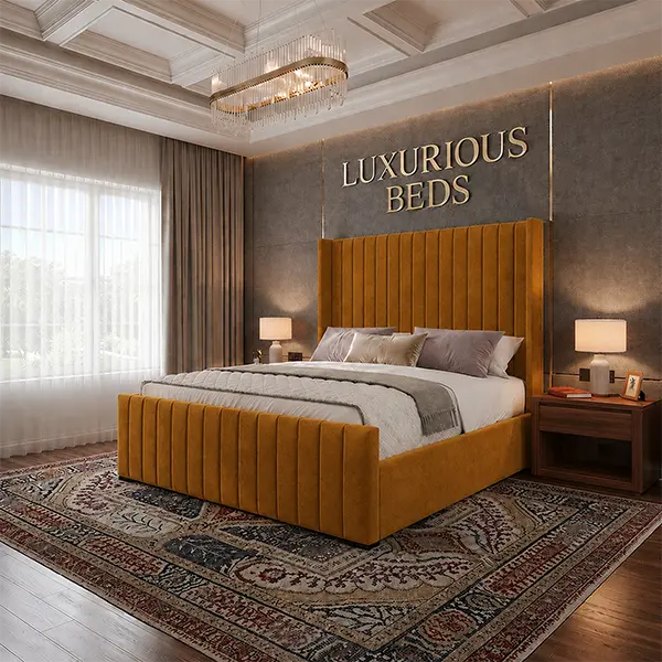 Mustard Gold Velvet Bed Frame