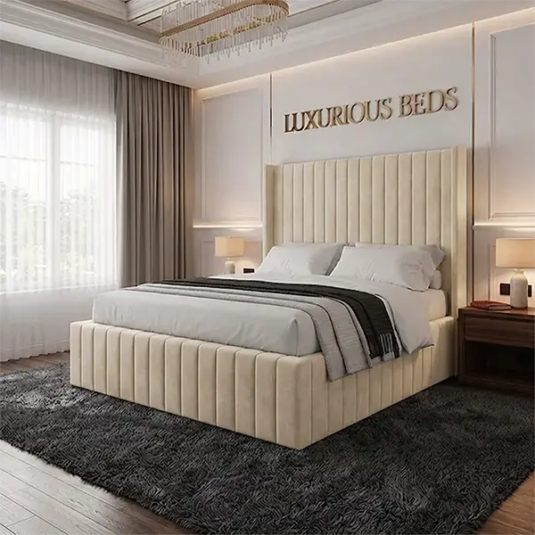cream plush velvet beds uk