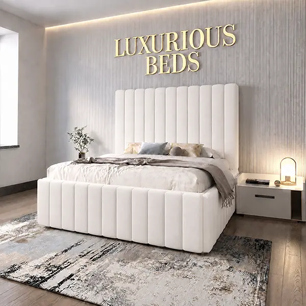 double White Velvet bed frame