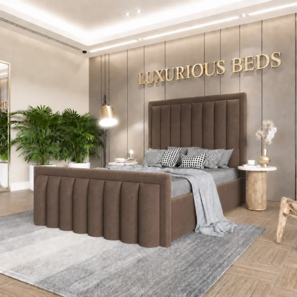 Chocolate velvet king size bed frame