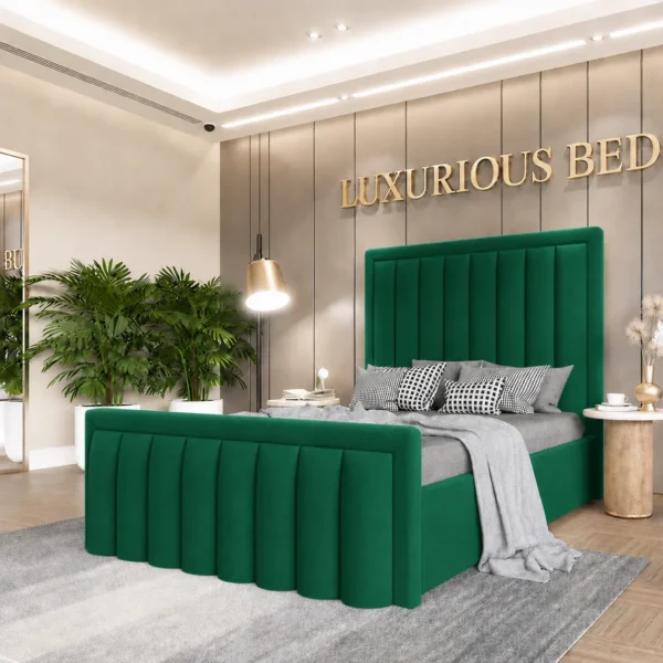 Emerald Green velvet king size bed frame