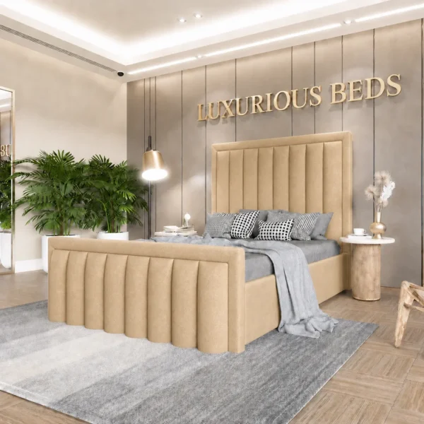 Mink velvet king size bed frame