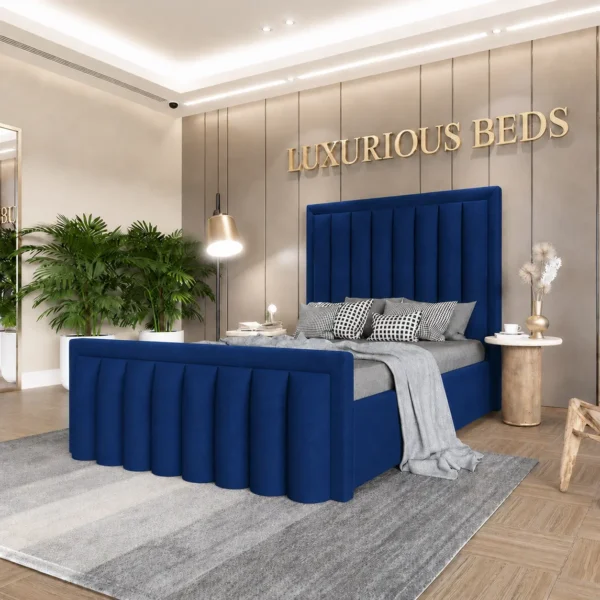 Navy Blue velvet king size bed frame