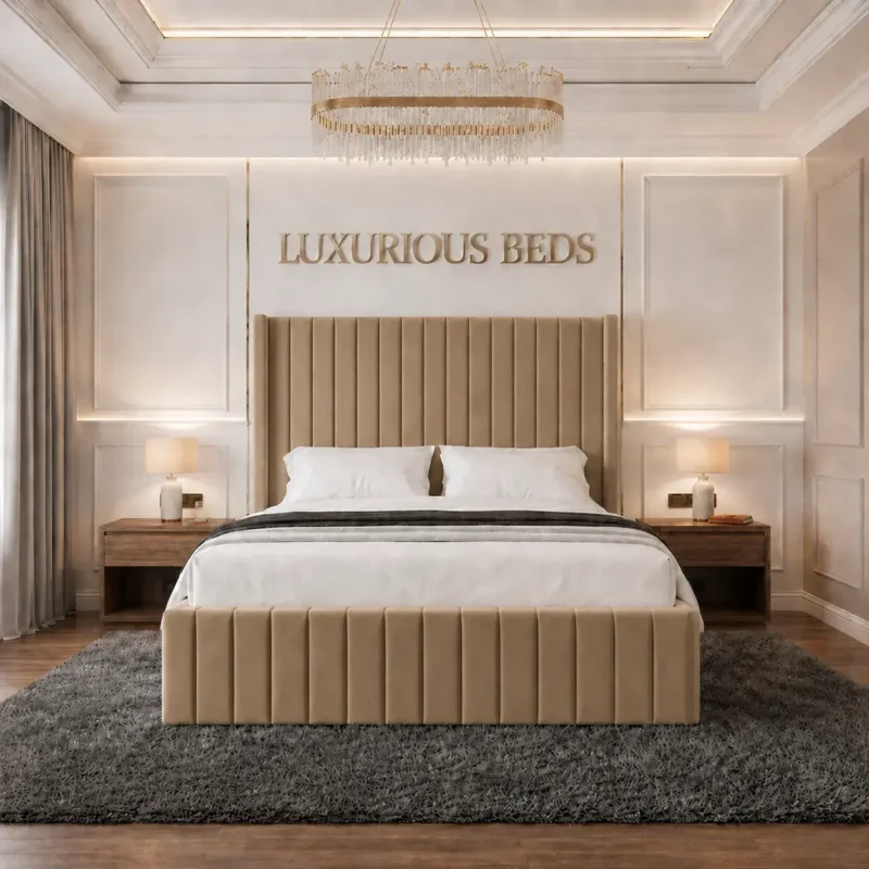 alexa double bed frame in mink velvet