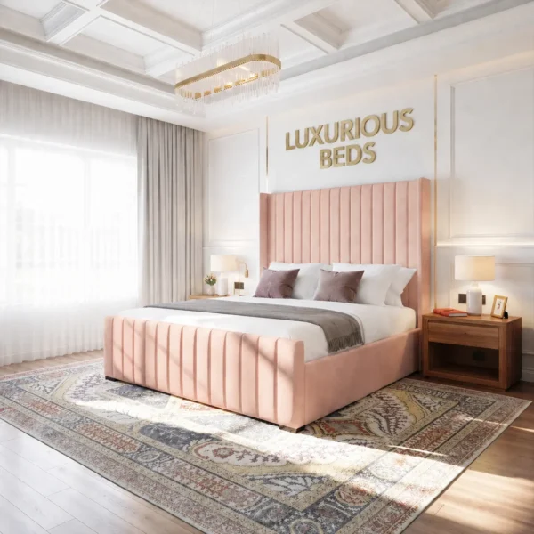 baby pink plush velvet bed frame double king size super queen