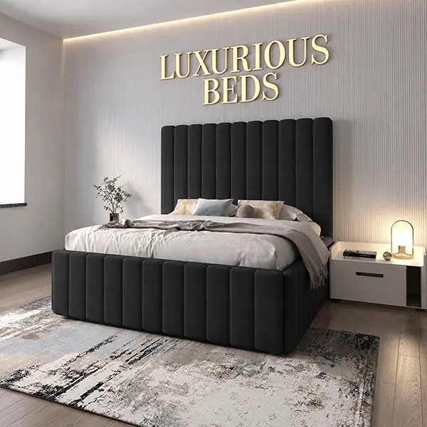 black plush velvet Upholstered bed frame