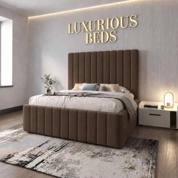 chocolate plush velvet Upholstered bed frame