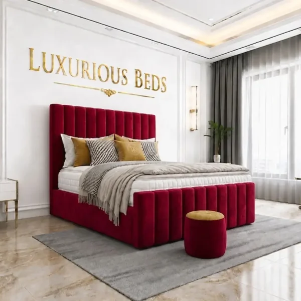 double maroon plush bed frame