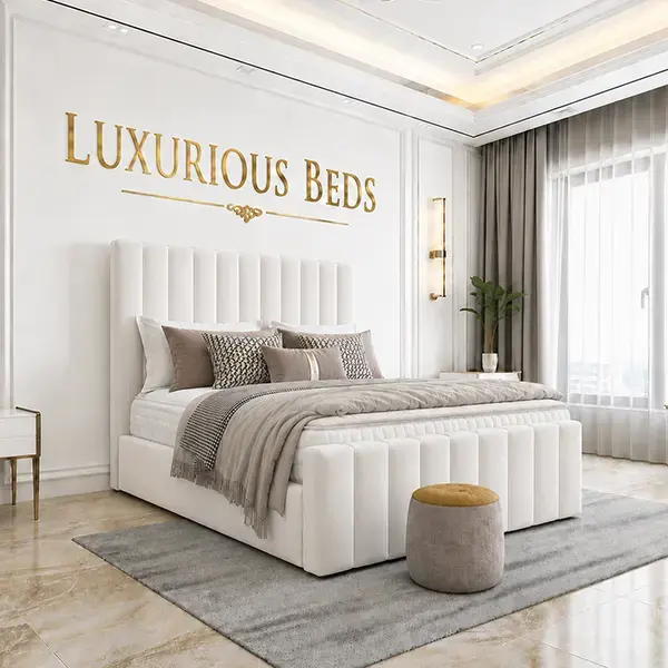 double white plush bed frame