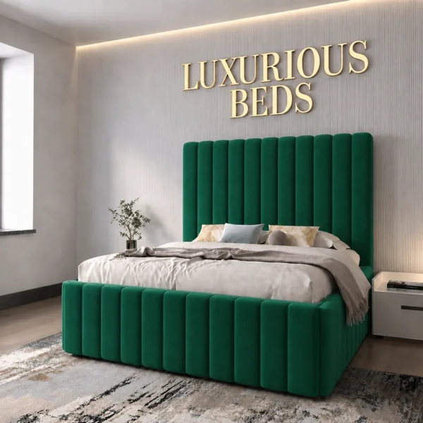 emerald green plush velvet Upholstered bed frame