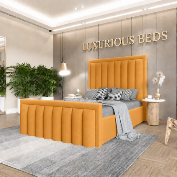 gold velvet king size bed frame