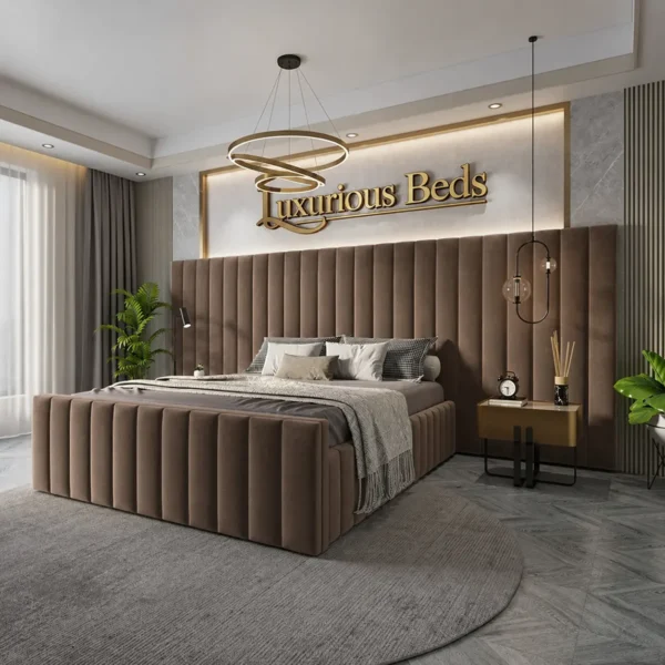 luxury citta bed frame in chocolate plush velvet