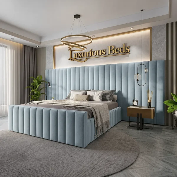 luxury citta bed frame in sky plush velvet