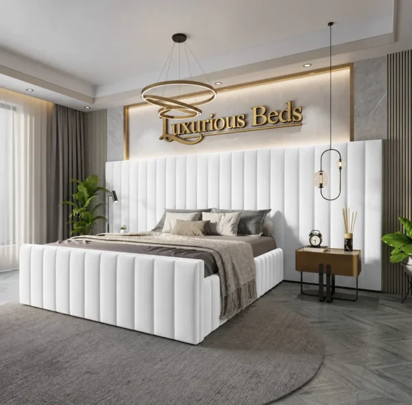 luxury citta bed frame in white plush velvet