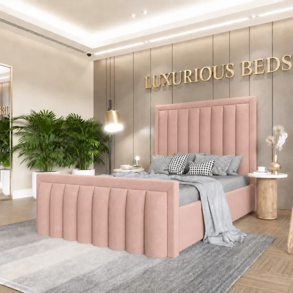 pink velvet king size bed frame
