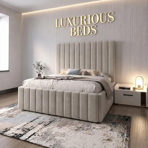 silver plush velvet Upholstered bed frame