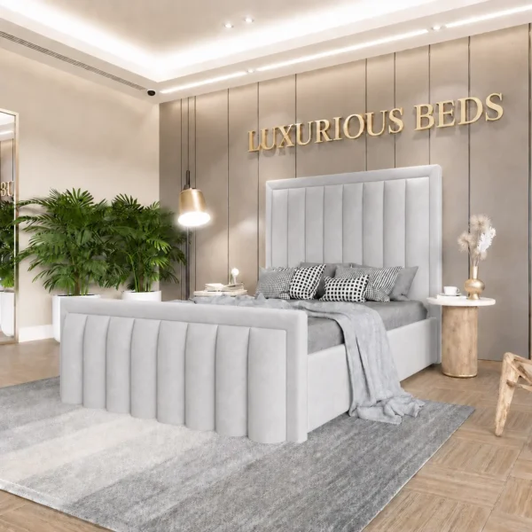 silver plush velvet bed frame king size uk