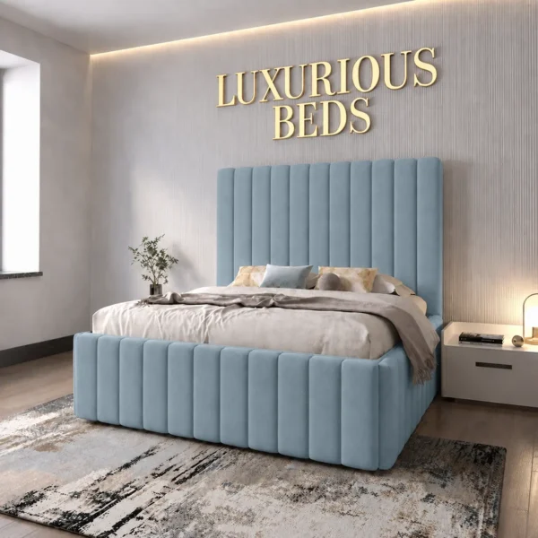 sky plush velvet Upholstered bed frame