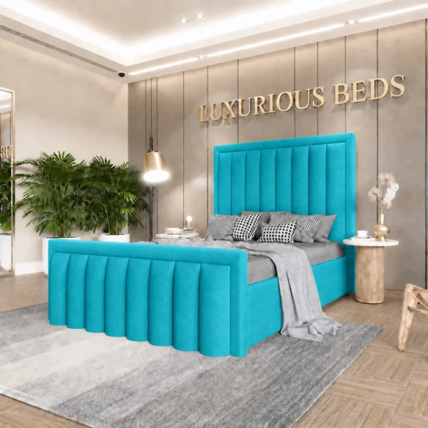 teal velvet king size bed frame