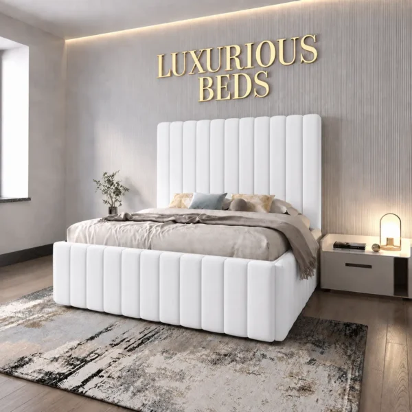 white plush velvet Upholstered bed frame