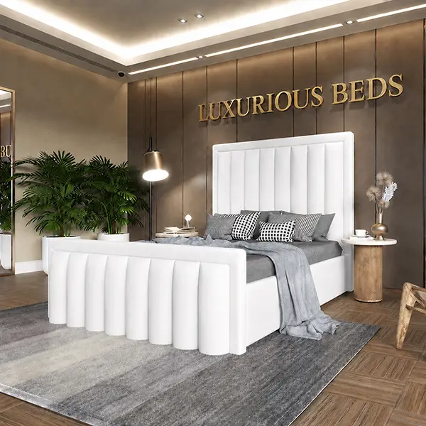 white velvet king size bed frame