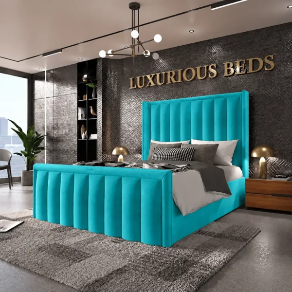 Alicia Wingback Bed Frame in Teal Plush Velvet